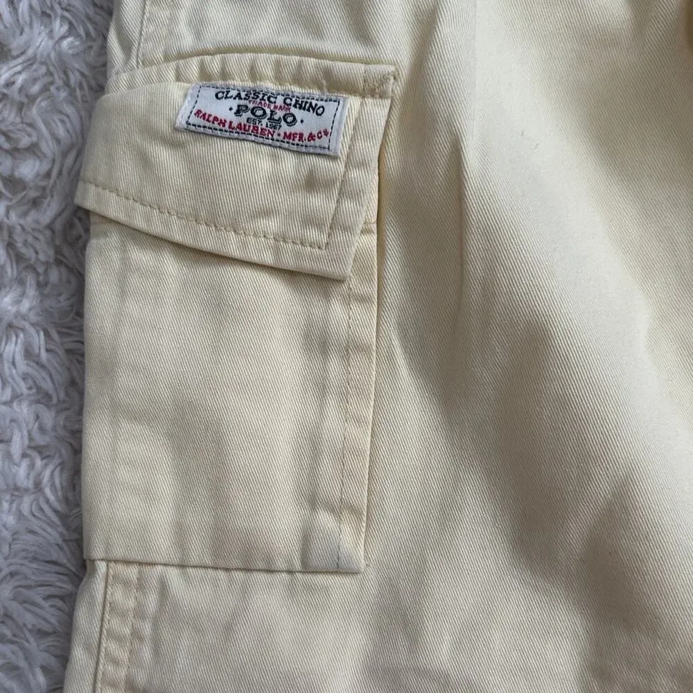 Vintage Ralph Lauren Kids 6X Casual Butter Yellow Wide Leg Cargo Trousers